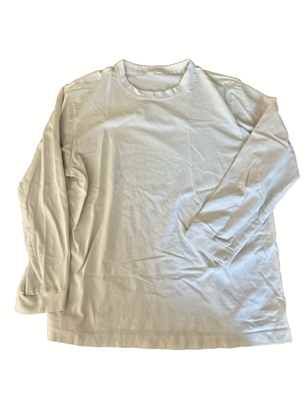 Lululemon Men’s White Solid Basic Crew Neck Long Sleeve T-Shirt Tee Size Large